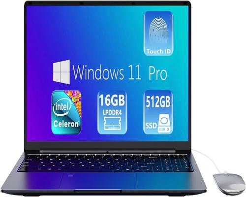 a PC Ssd Card Windows 11 Pro 16 GB Ram Lpddr4 512 GB Ssd 15.6 Inch Uhd Intel Celeron N5095 Computer Processor With Touch Id Type C Usb 3.0 Wifi5 Bluetooth 4.0