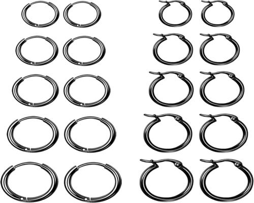 a Set of 10 Pairs of Small Hoop Earrings