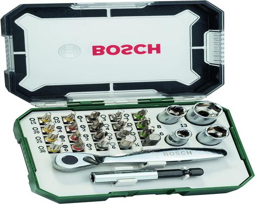 a Set of 26 Bosch Bits and Ratchets