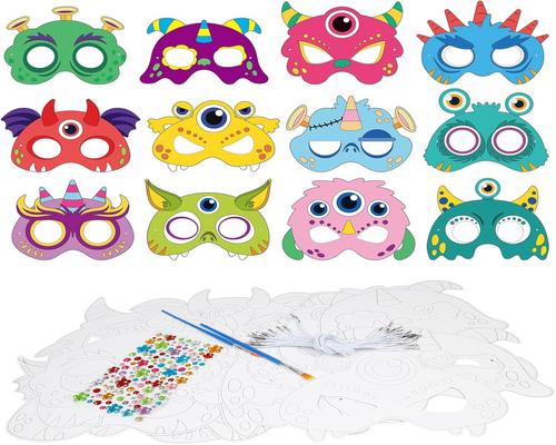 a Kit of 24 Yoloup Monster Masks to Color