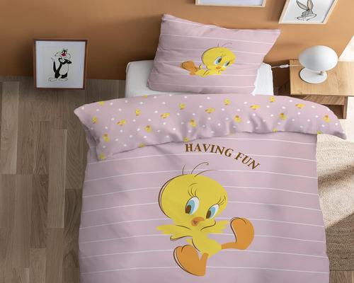 a Cti Bedding Set Printed 100% Cotton Looney Tunes Titi 140X200 Cm Pink