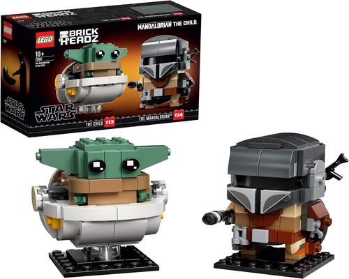 a Lego Star Wars The Mandalorian and the Child Building Toy Brickheadz