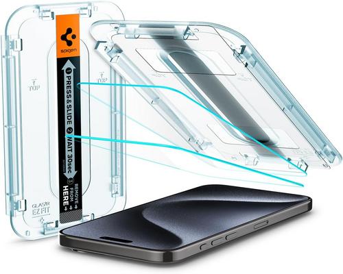 Spigen Tempered Glass Screen Protector for iPhone 15 Pro 2 Pack